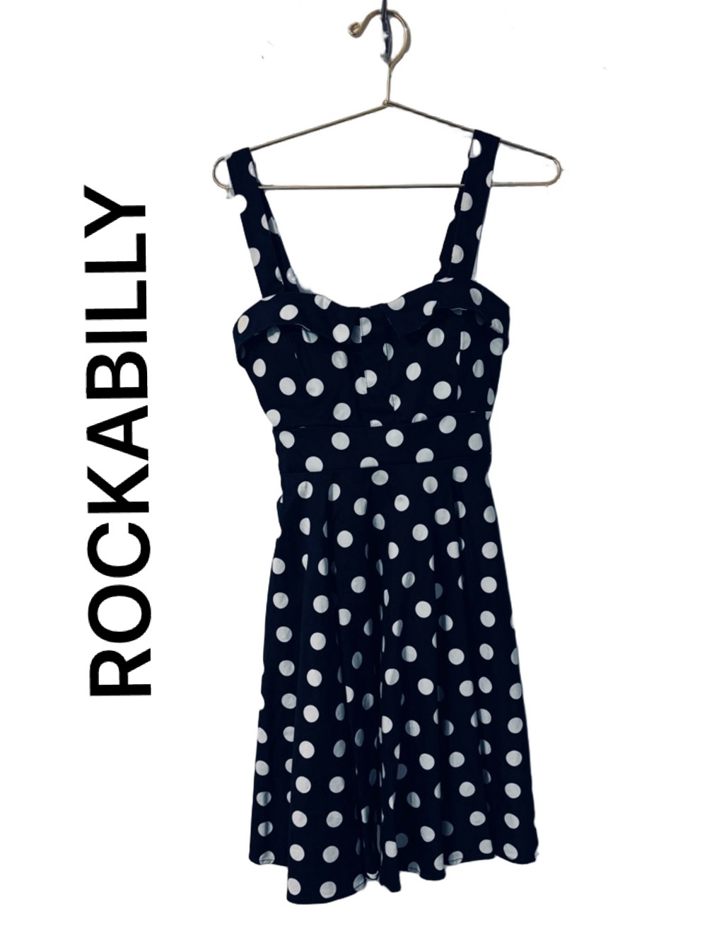 Ixia Black & White Polka Dot Rétro Rockabilly Pin Up Dress Medium